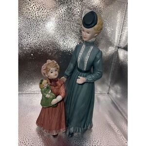 Vintage Homco Victorian Mother &‎ Daughter Figurine "A Sunday Stroll"